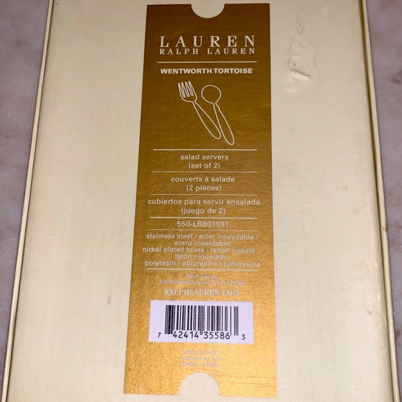 RALPH LAUREN SALAD SERVERS WENTWORTH TORTOISE NIB - Picture 5 of 5